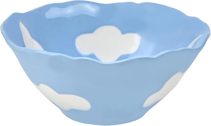 Cloud Shaped Ceramic Soup Bowl, Blue Sky White Cloud Cereal Bowl | Aesthetic Cloud Tableware, Fit Oatmeal Pasta Fruit Soup; Cute Kitchen Bedroom Decor