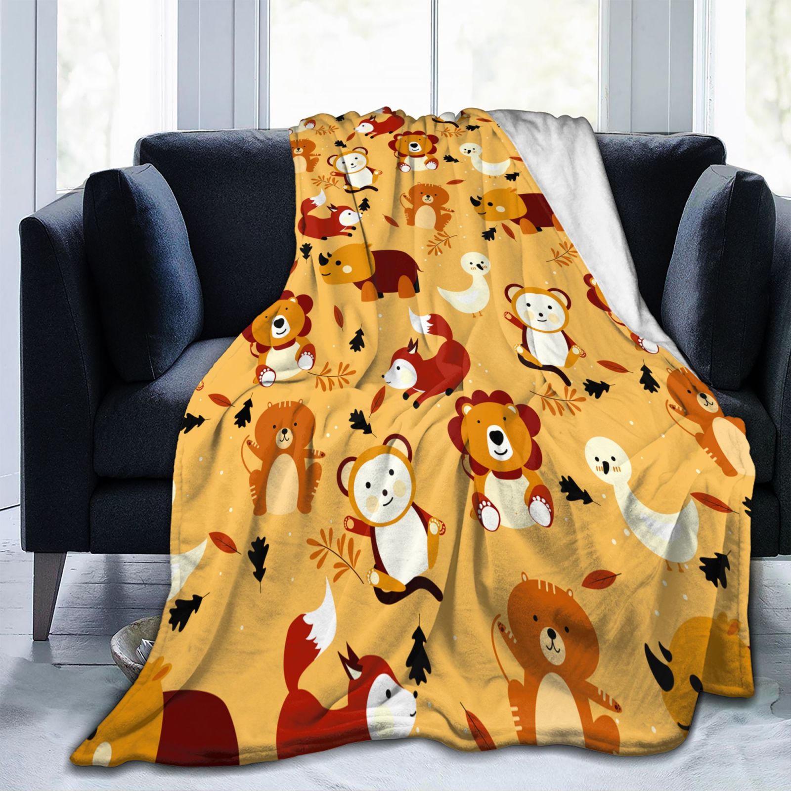 Personalized Animal  Print Blanket Ultra-Soft Microfleece Throw Blanket Air Conditioning Blanket Travel Blanket