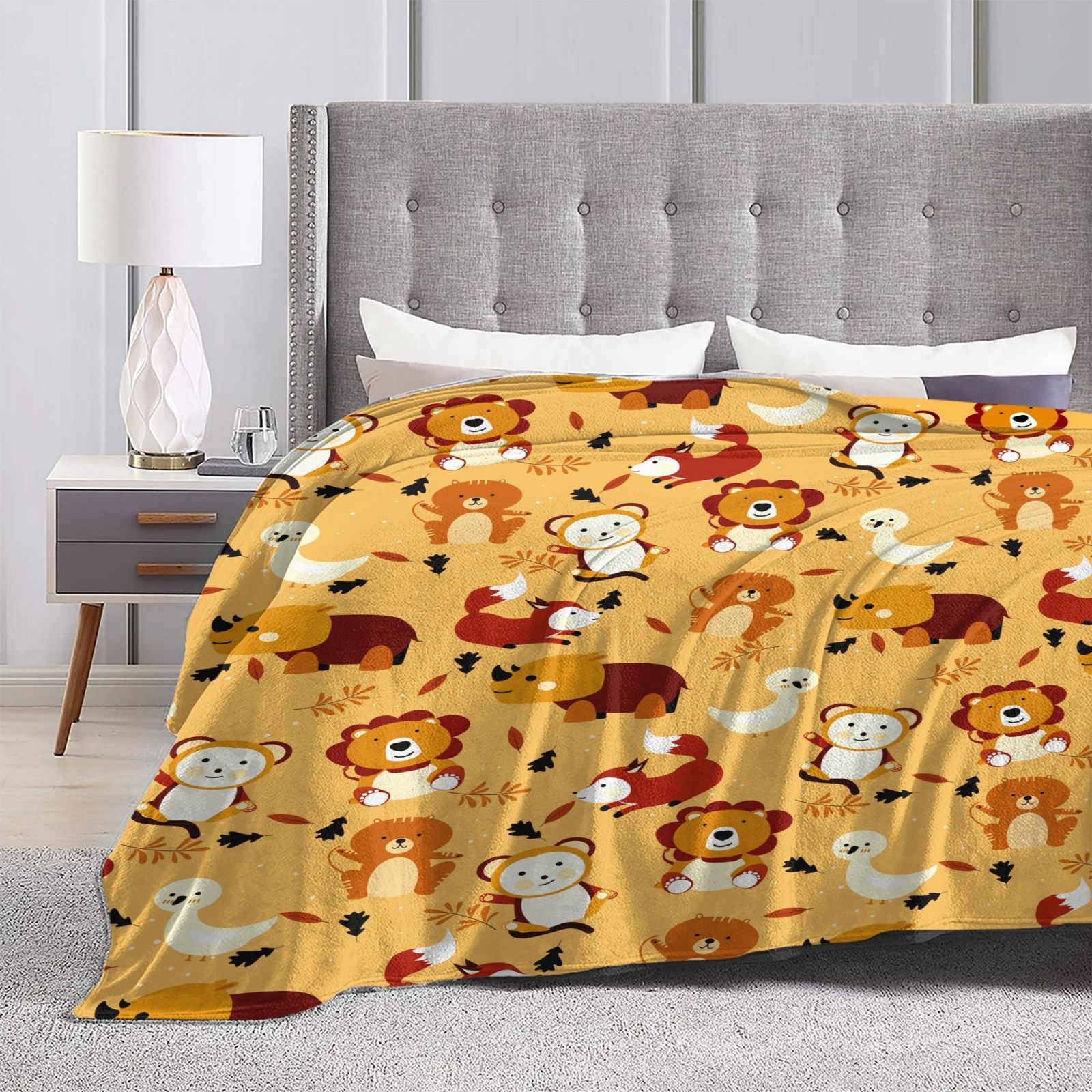 Personalized Animal  Print Blanket Ultra-Soft Microfleece Throw Blanket Air Conditioning Blanket Travel Blanket