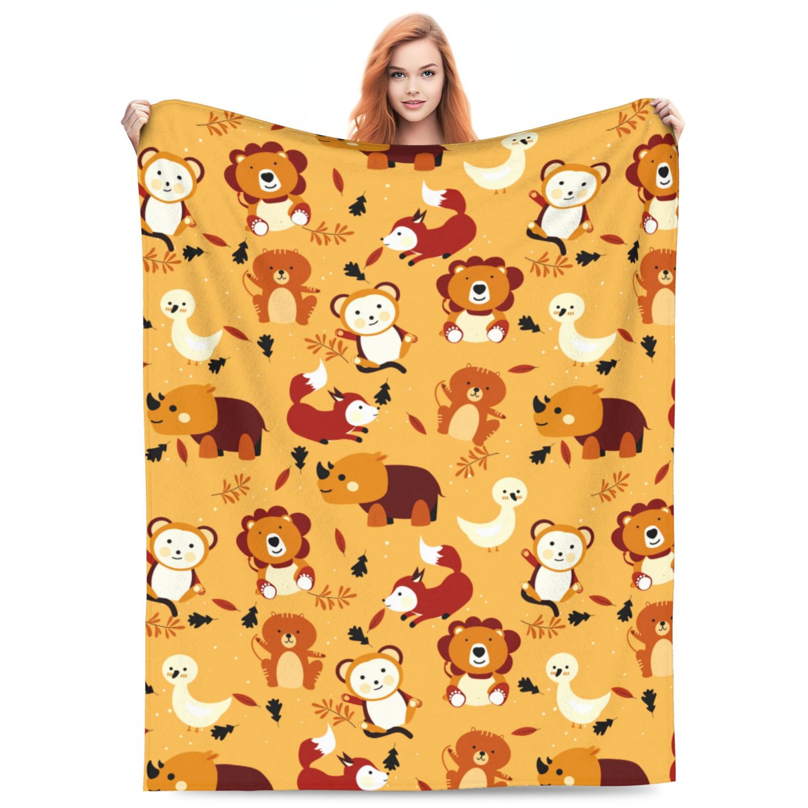 Personalized Animal  Print Blanket Ultra-Soft Microfleece Throw Blanket Air Conditioning Blanket Travel Blanket