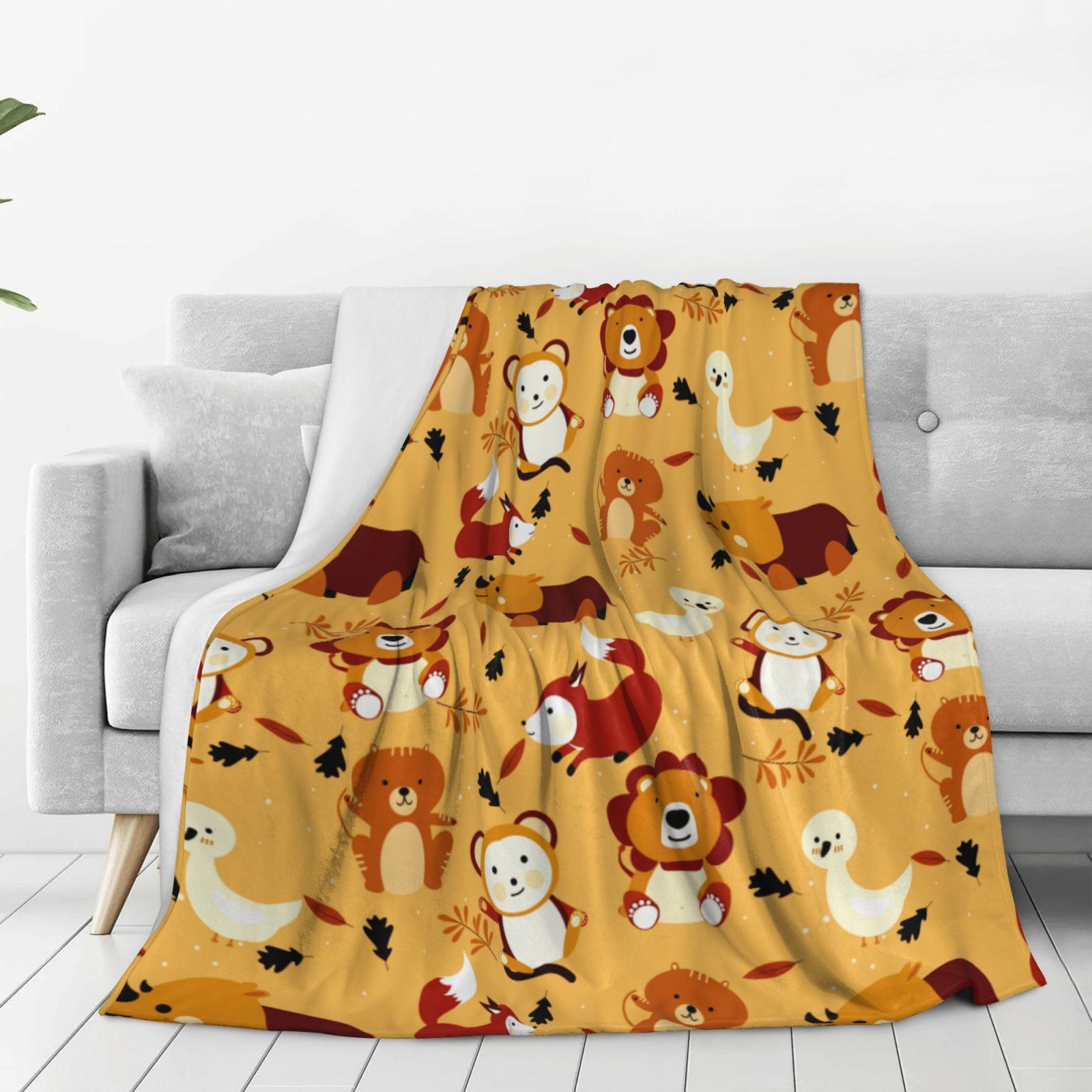 Personalized Animal  Print Blanket Ultra-Soft Microfleece Throw Blanket Air Conditioning Blanket Travel Blanket