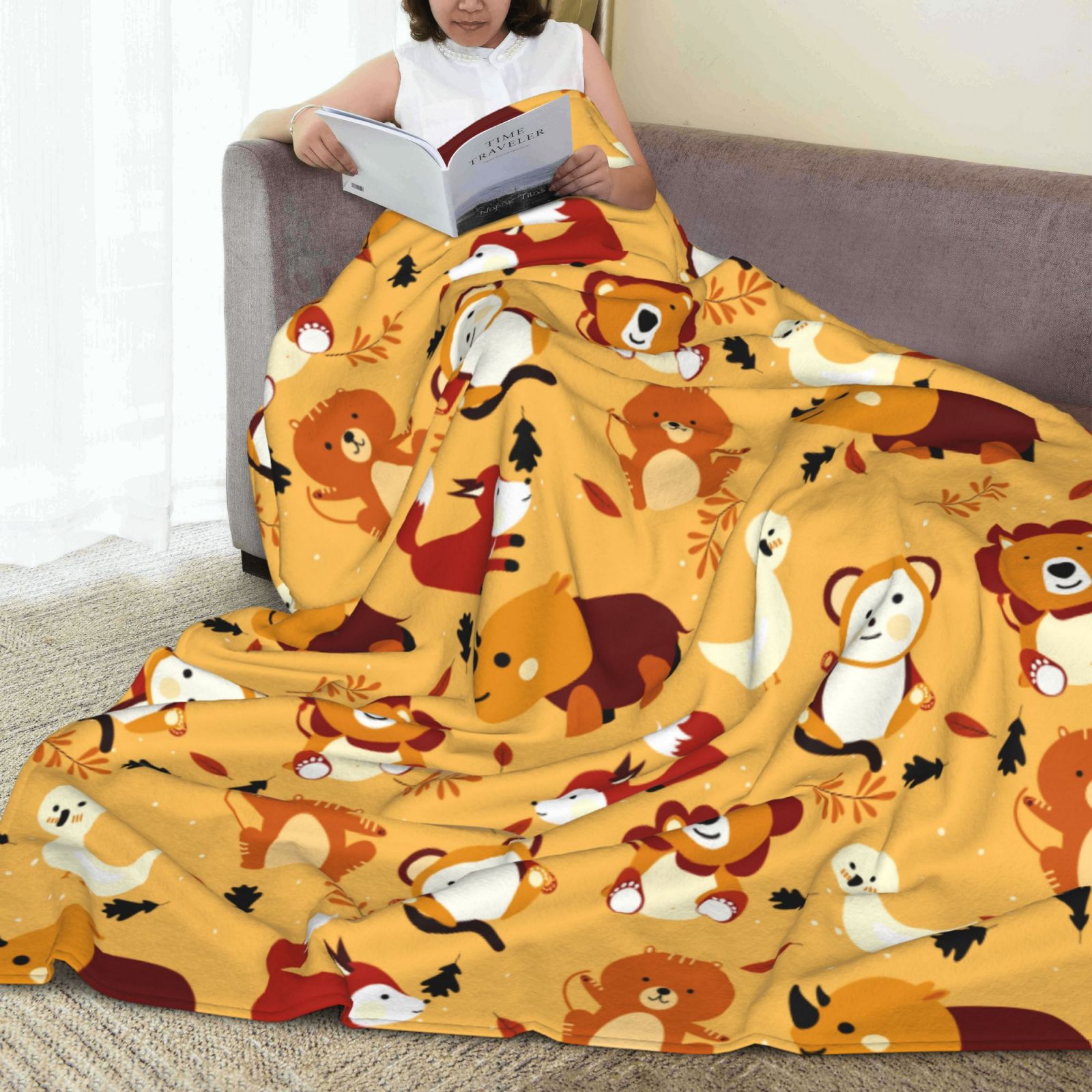 Personalized Animal  Print Blanket Ultra-Soft Microfleece Throw Blanket Air Conditioning Blanket Travel Blanket