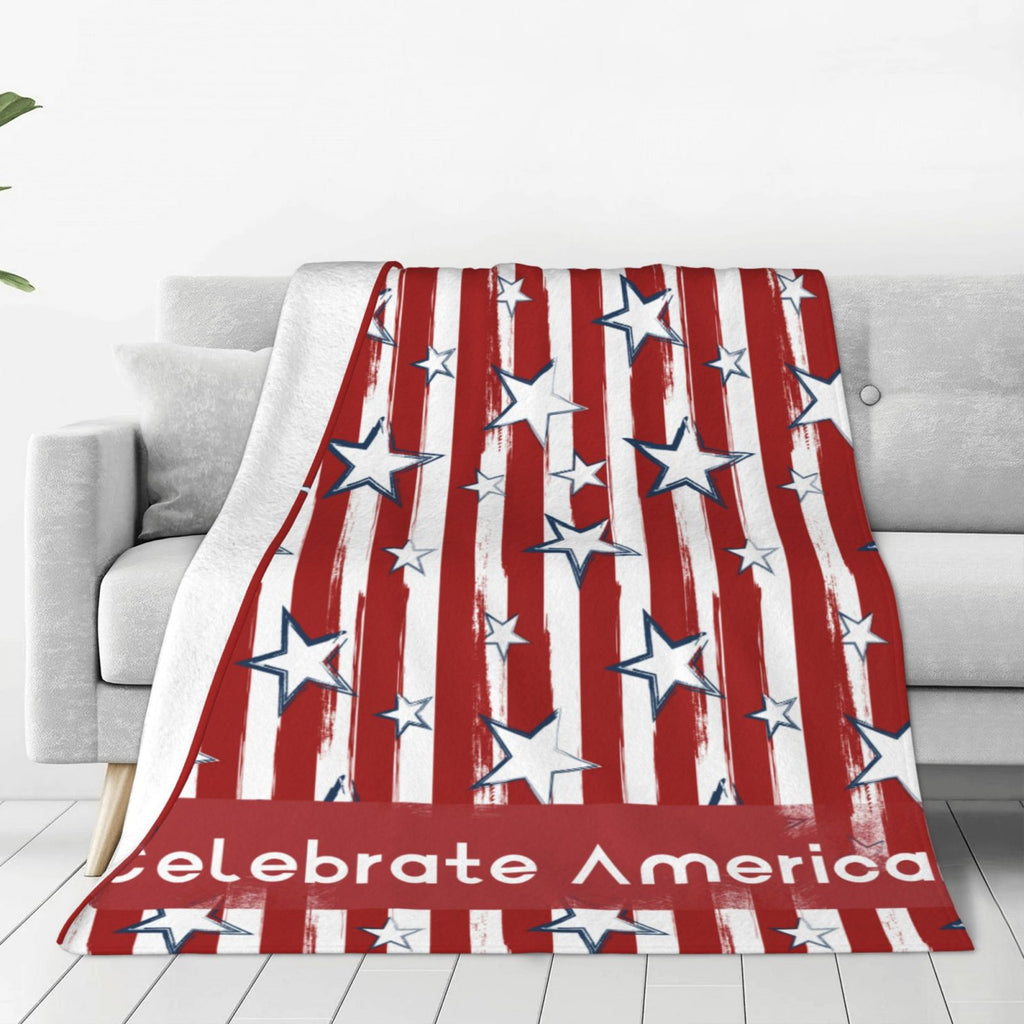 Personalized Celebrate American Print Blanket Ultra-Soft Microfleece Cozy Fleece Throw