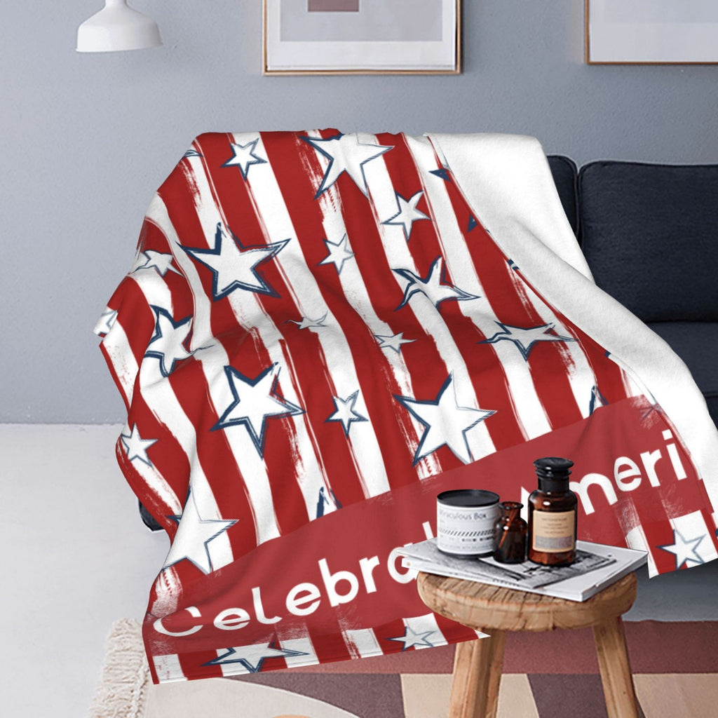 Personalized Celebrate American Print Blanket Ultra-Soft Microfleece Cozy Fleece Throw