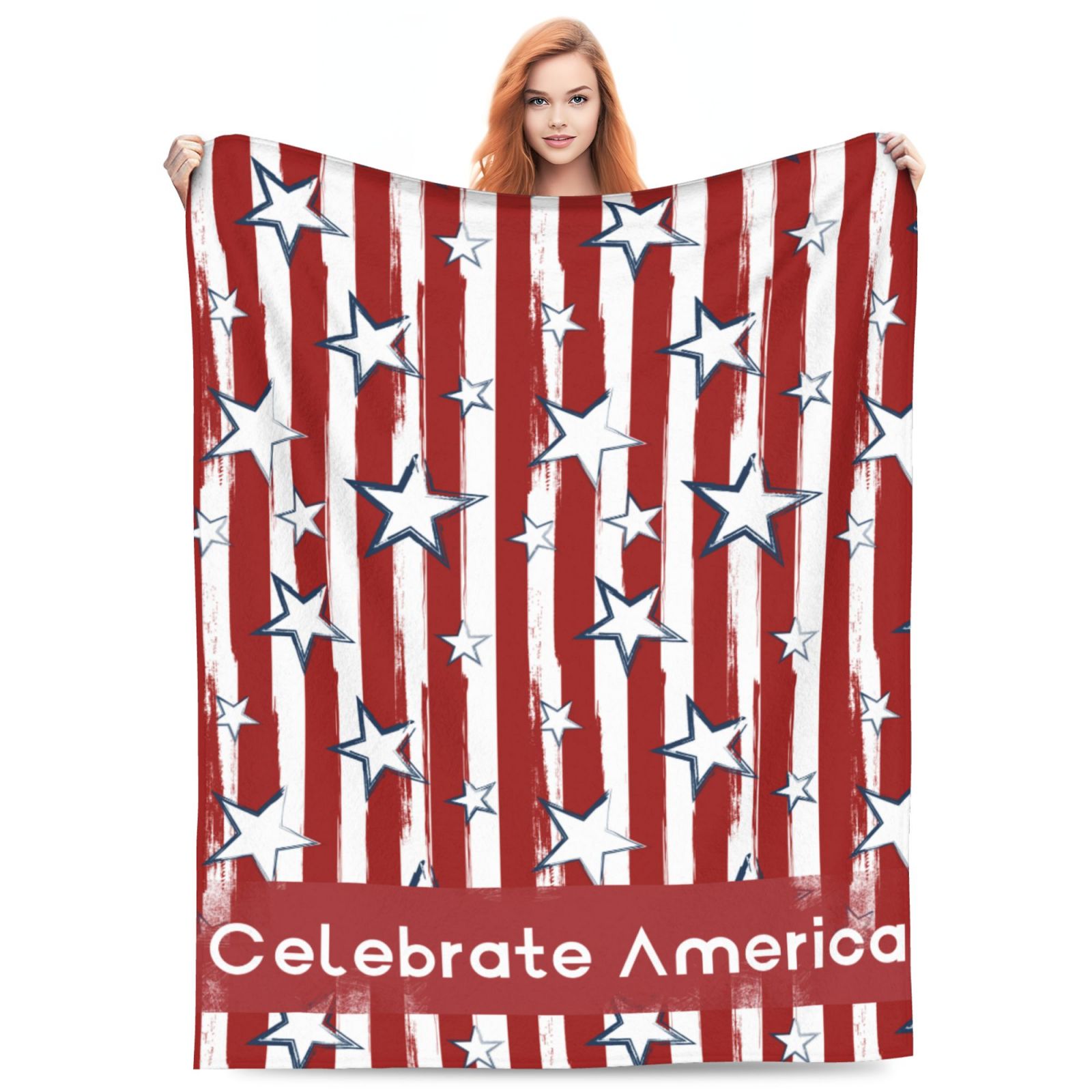 Personalized Celebrate American Print Blanket Ultra-Soft Microfleece Cozy Fleece Throw