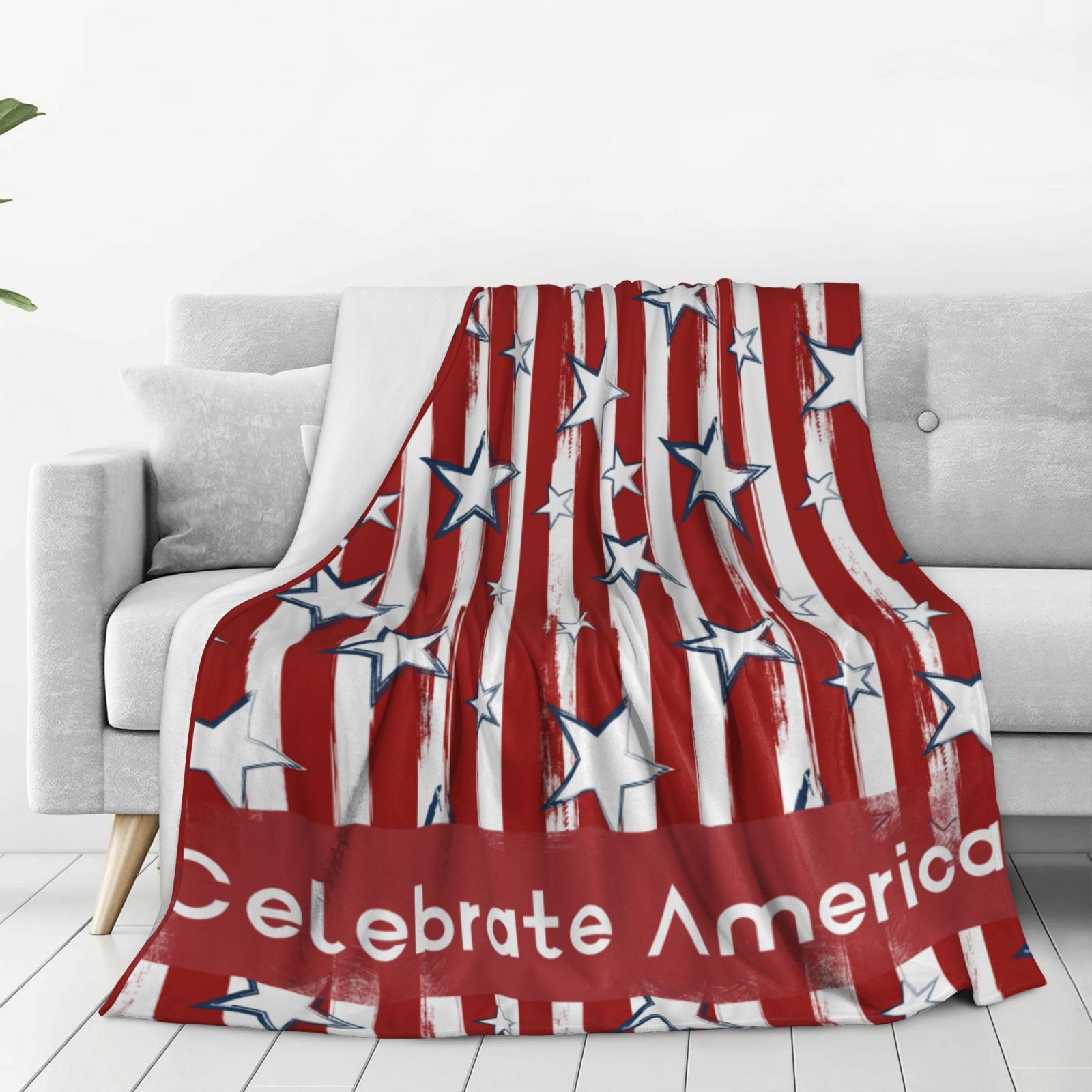 Personalized Celebrate American Print Blanket Ultra-Soft Microfleece Cozy Fleece Throw