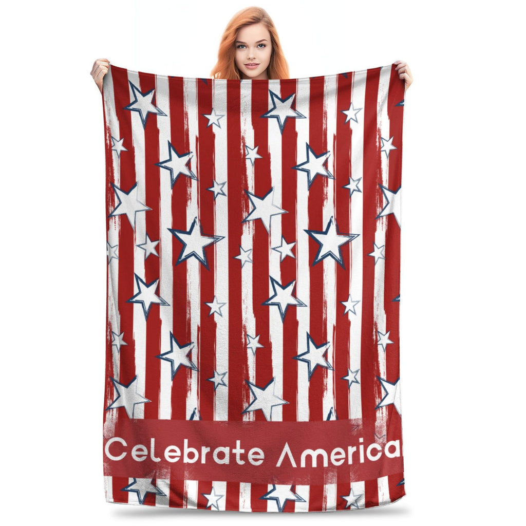 Personalized Celebrate American Print Blanket Ultra-Soft Microfleece Cozy Fleece Throw