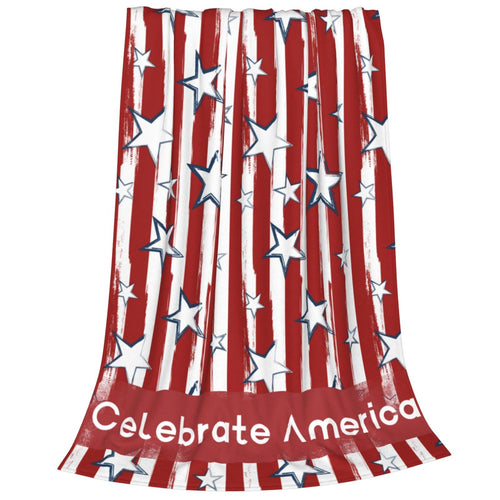 Personalized Celebrate American Print Blanket Ultra-Soft Microfleece Cozy Fleece Throw