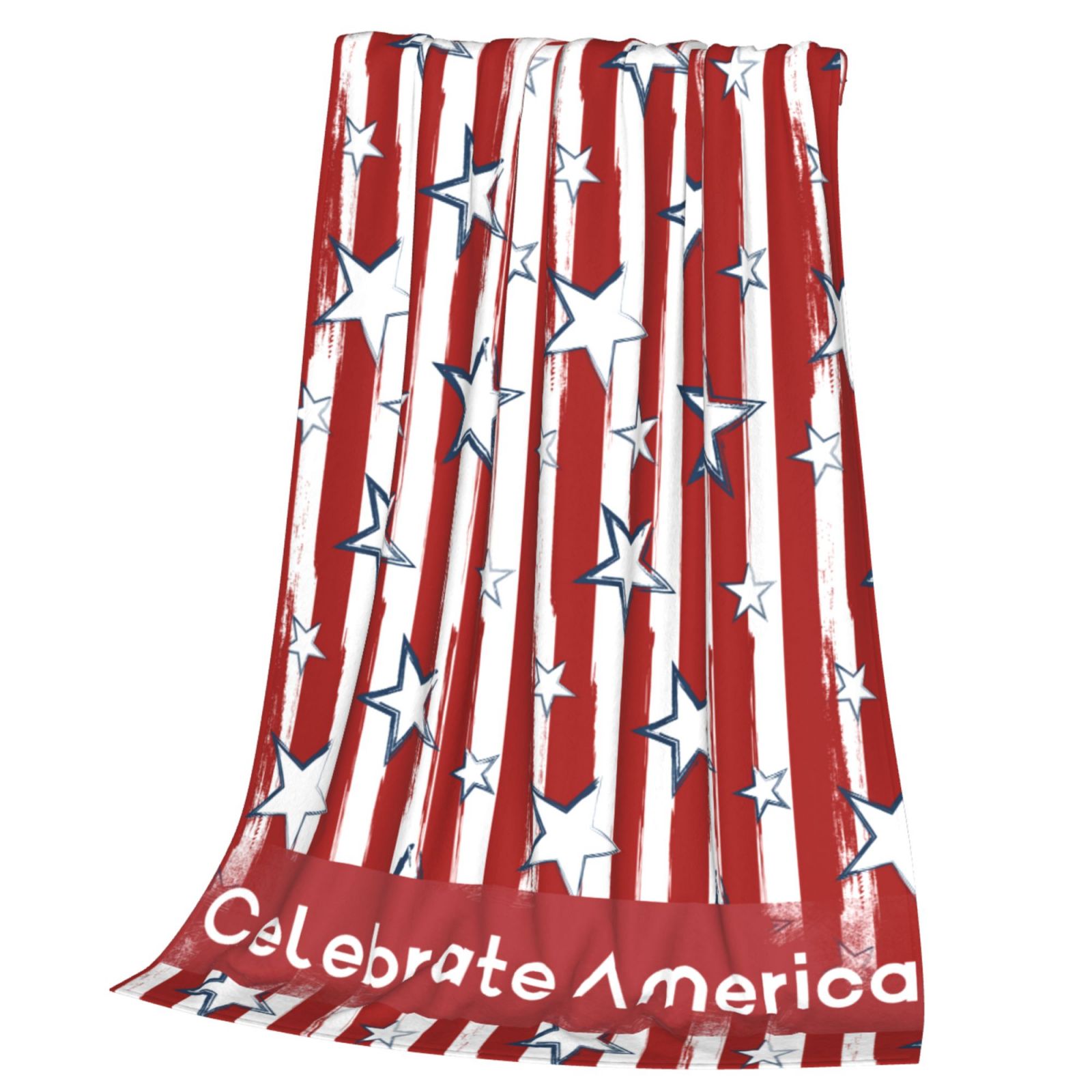 Personalized Celebrate American Print Blanket Ultra-Soft Microfleece Cozy Fleece Throw
