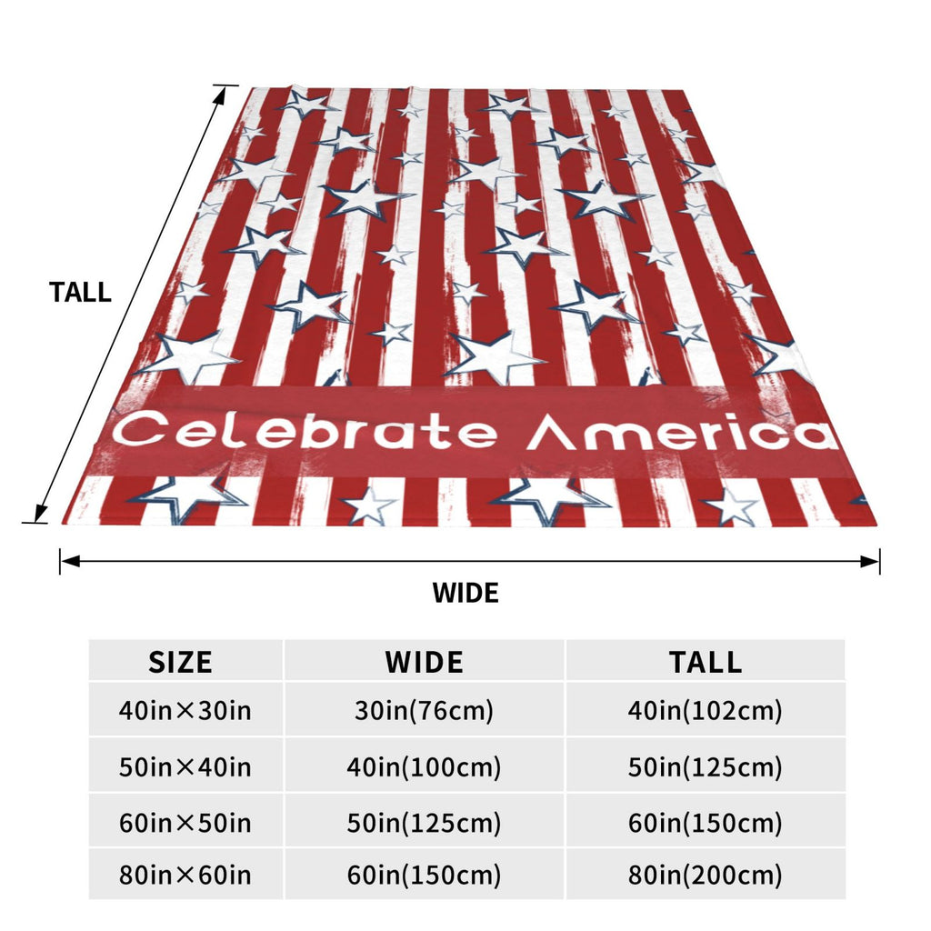 Personalized Celebrate American Print Blanket Ultra-Soft Microfleece Cozy Fleece Throw