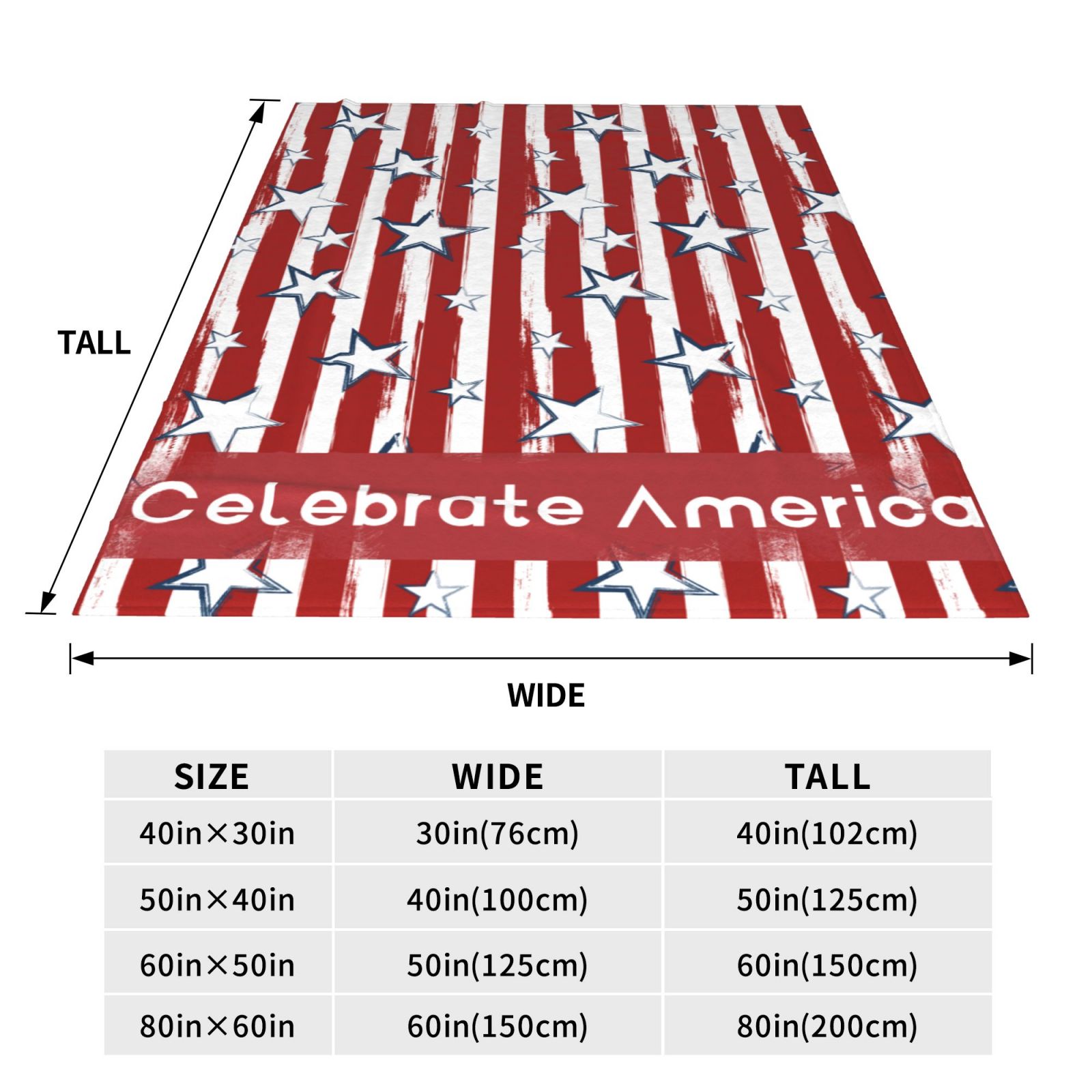 Personalized Celebrate American Print Blanket Ultra-Soft Microfleece Cozy Fleece Throw