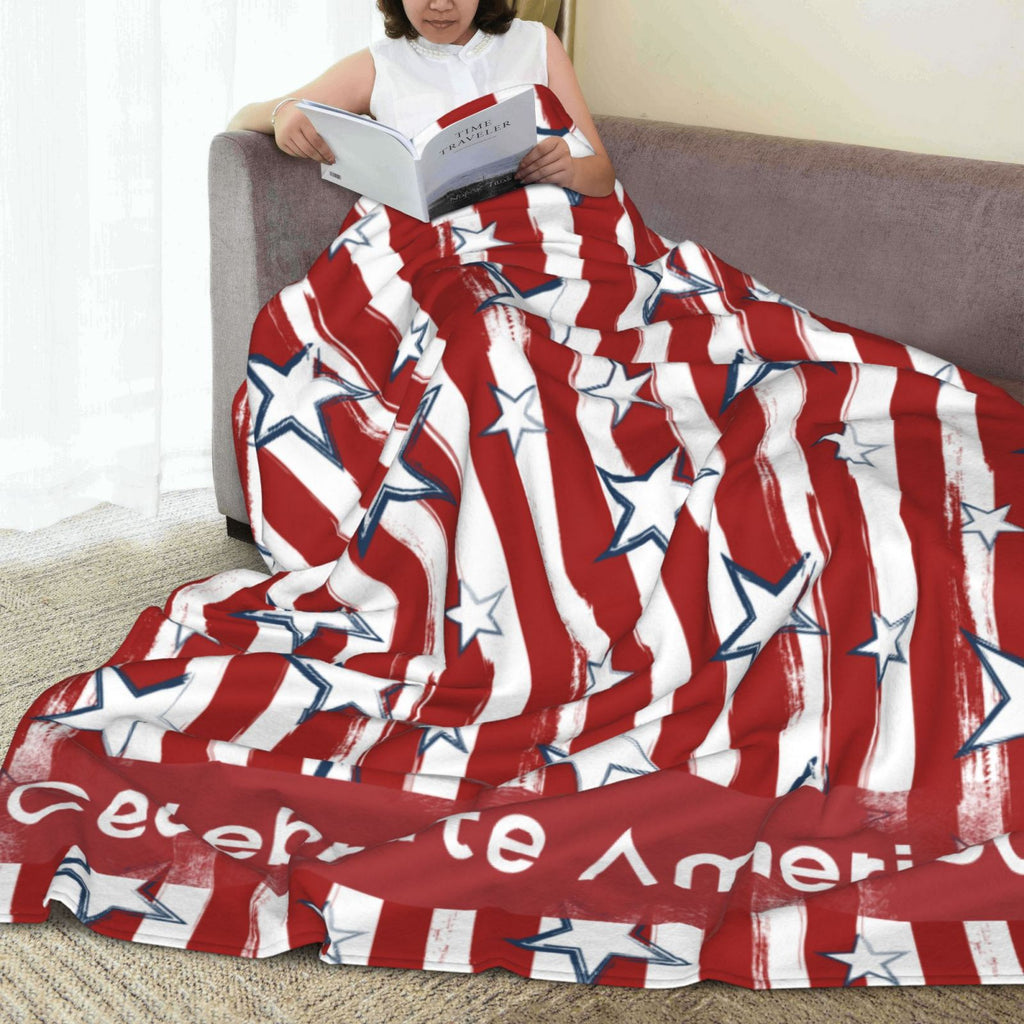 Personalized Celebrate American Print Blanket Ultra-Soft Microfleece Cozy Fleece Throw