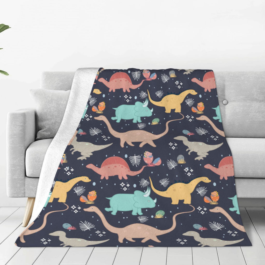 Personalized Dinosaur Print Blanket Ultra-Soft Microfleece Throw
