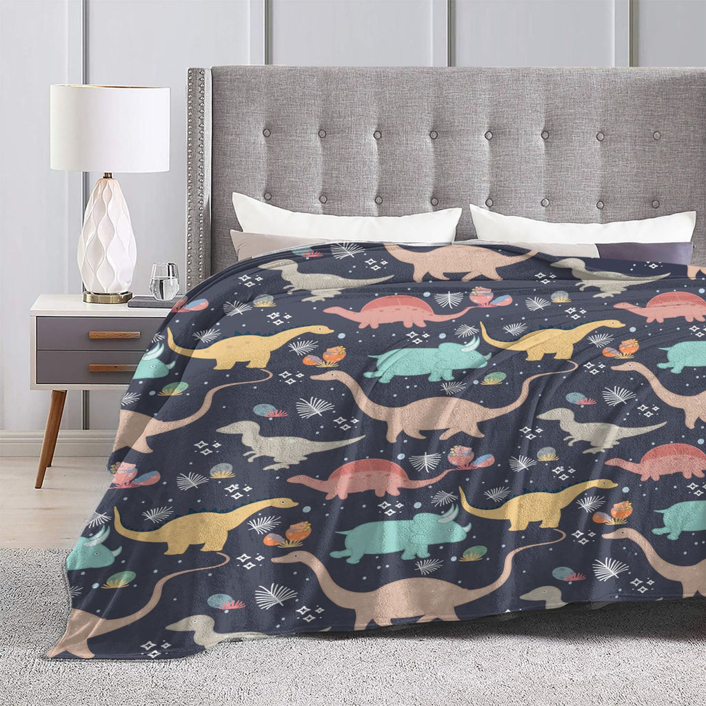 Personalized Dinosaur Print Blanket Ultra-Soft Microfleece Throw