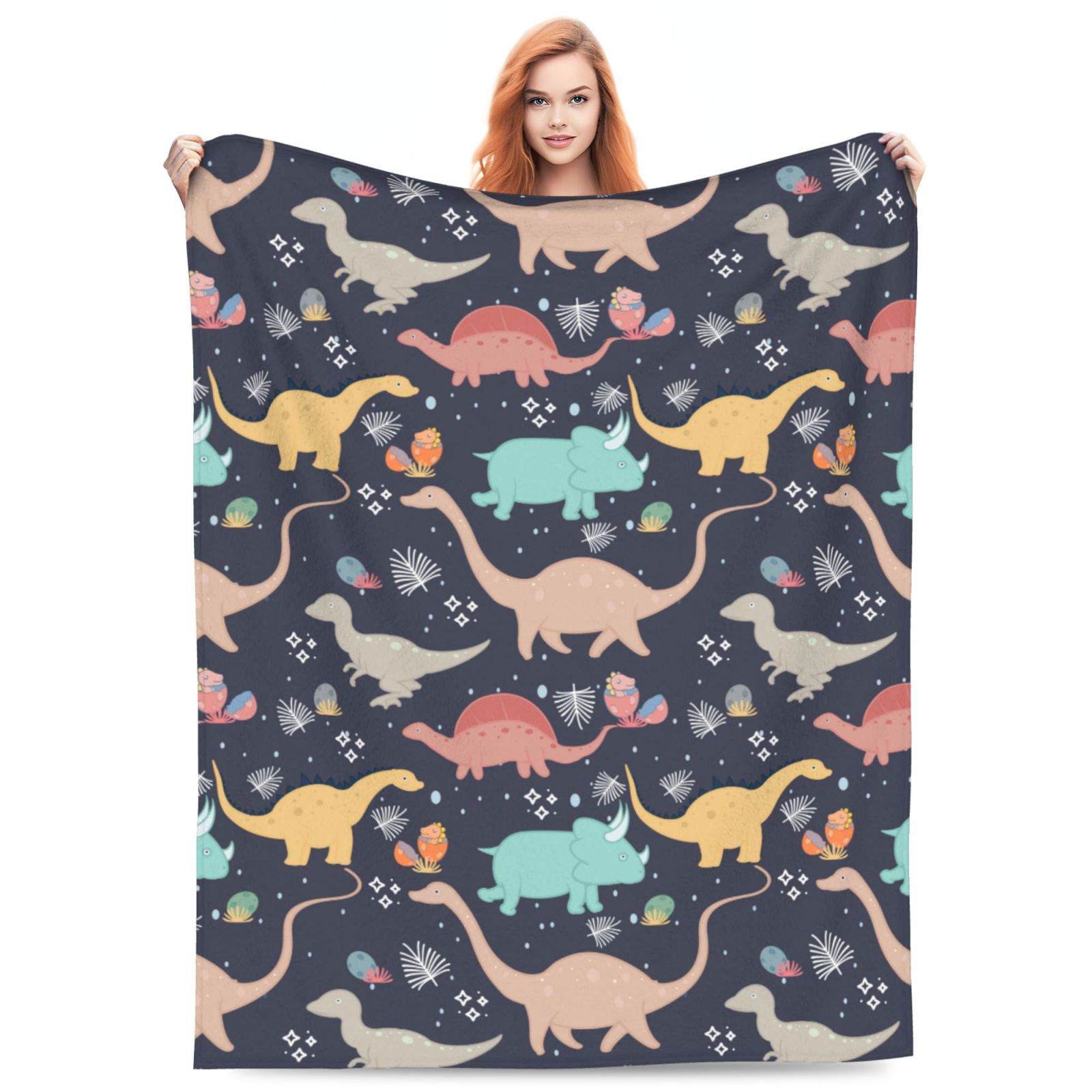 Personalized Dinosaur Print Blanket Ultra-Soft Microfleece Throw