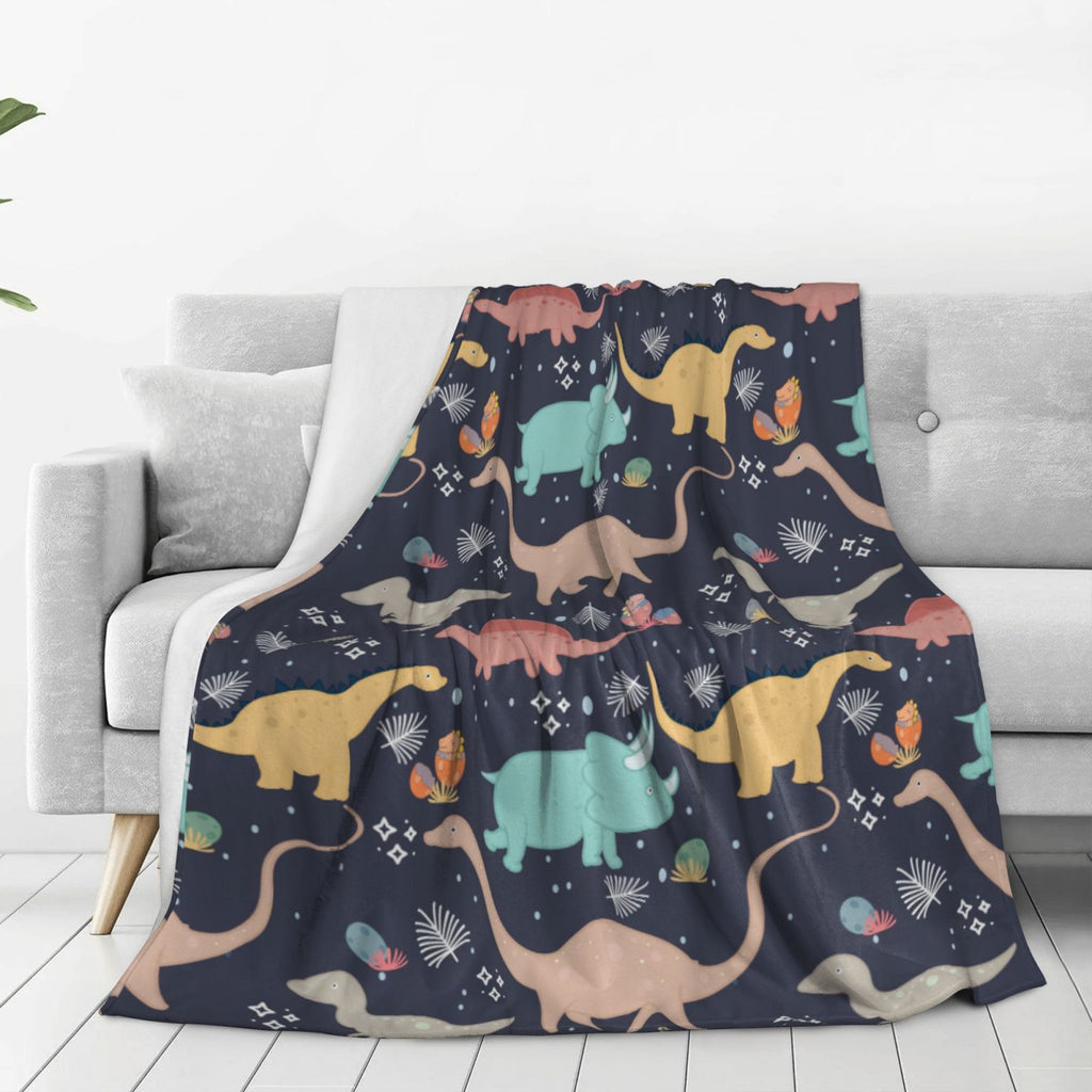 Personalized Dinosaur Print Blanket Ultra-Soft Microfleece Throw