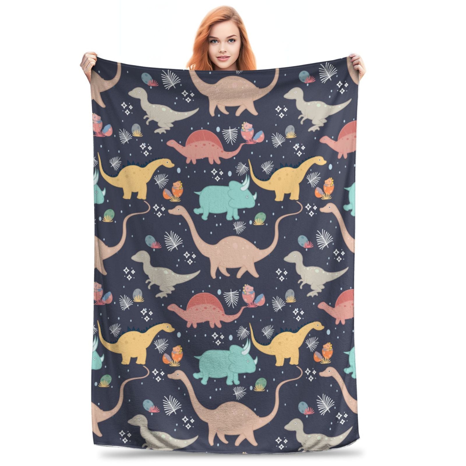 Personalized Dinosaur Print Blanket Ultra-Soft Microfleece Throw