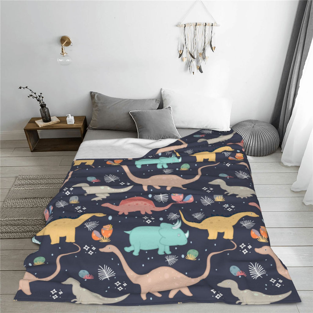 Personalized Dinosaur Print Blanket Ultra-Soft Microfleece Throw