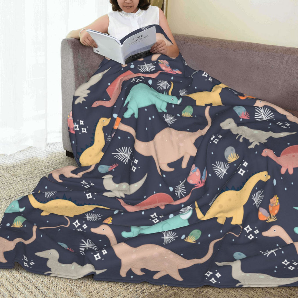 Personalized Dinosaur Print Blanket Ultra-Soft Microfleece Throw