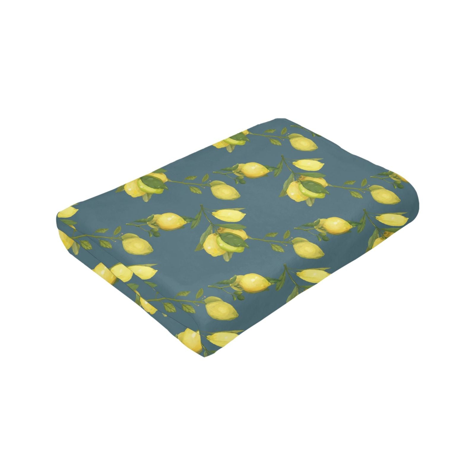 Personalized Lemon Watercolor Sherpa Blanket Print Blanket Ultra-Soft Microfleece Cozy Fleece Throw