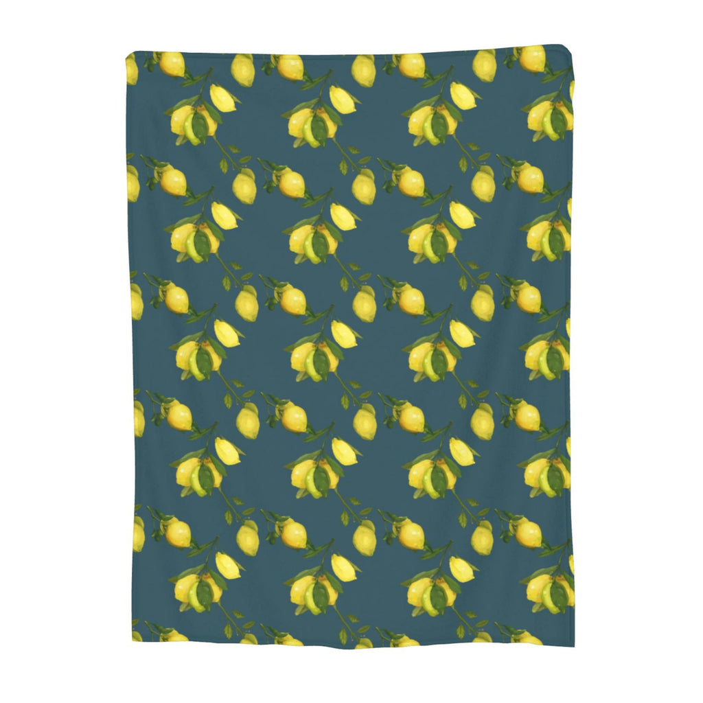 Personalized Lemon Watercolor Sherpa Blanket Print Blanket Ultra-Soft Microfleece Cozy Fleece Throw