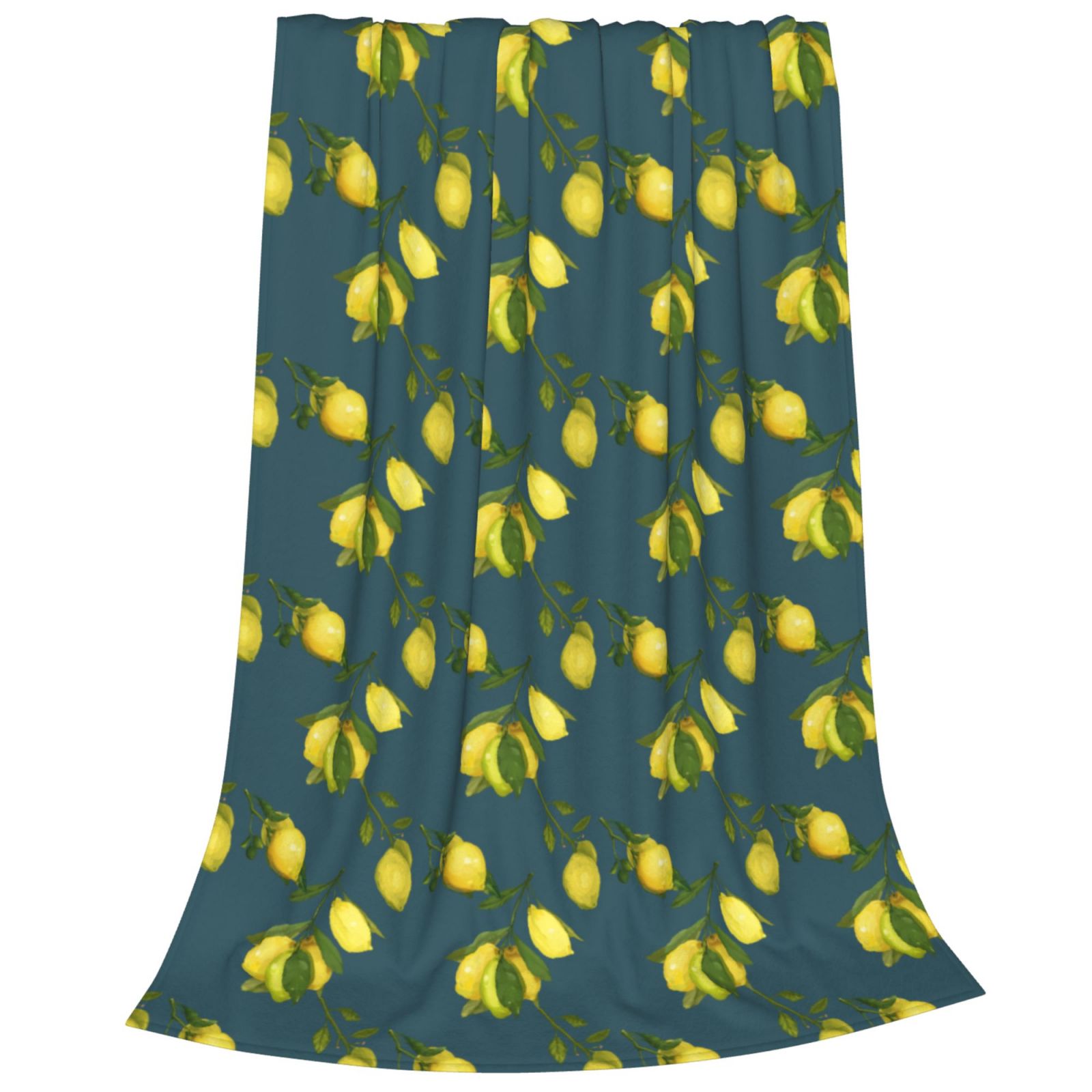 Personalized Lemon Watercolor Sherpa Blanket Print Blanket Ultra-Soft Microfleece Cozy Fleece Throw