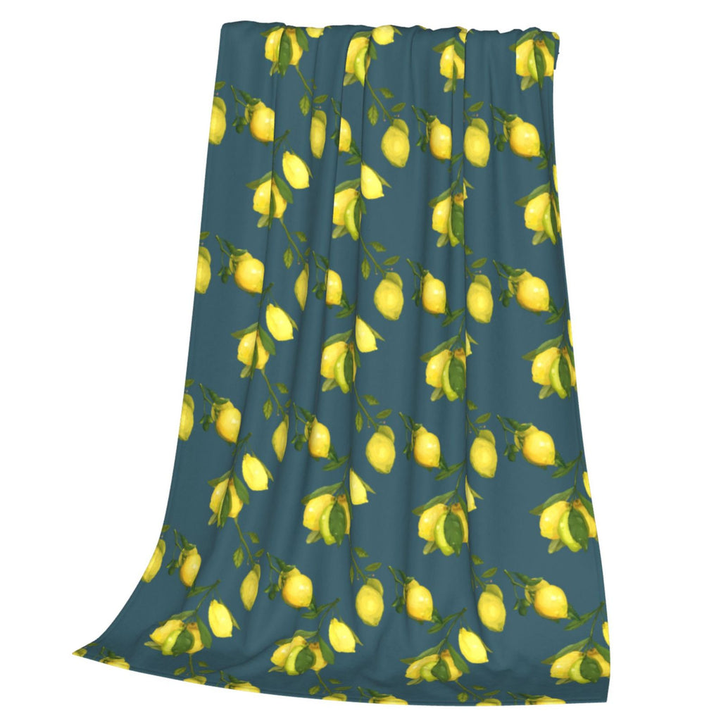 Personalized Lemon Watercolor Sherpa Blanket Print Blanket Ultra-Soft Microfleece Cozy Fleece Throw