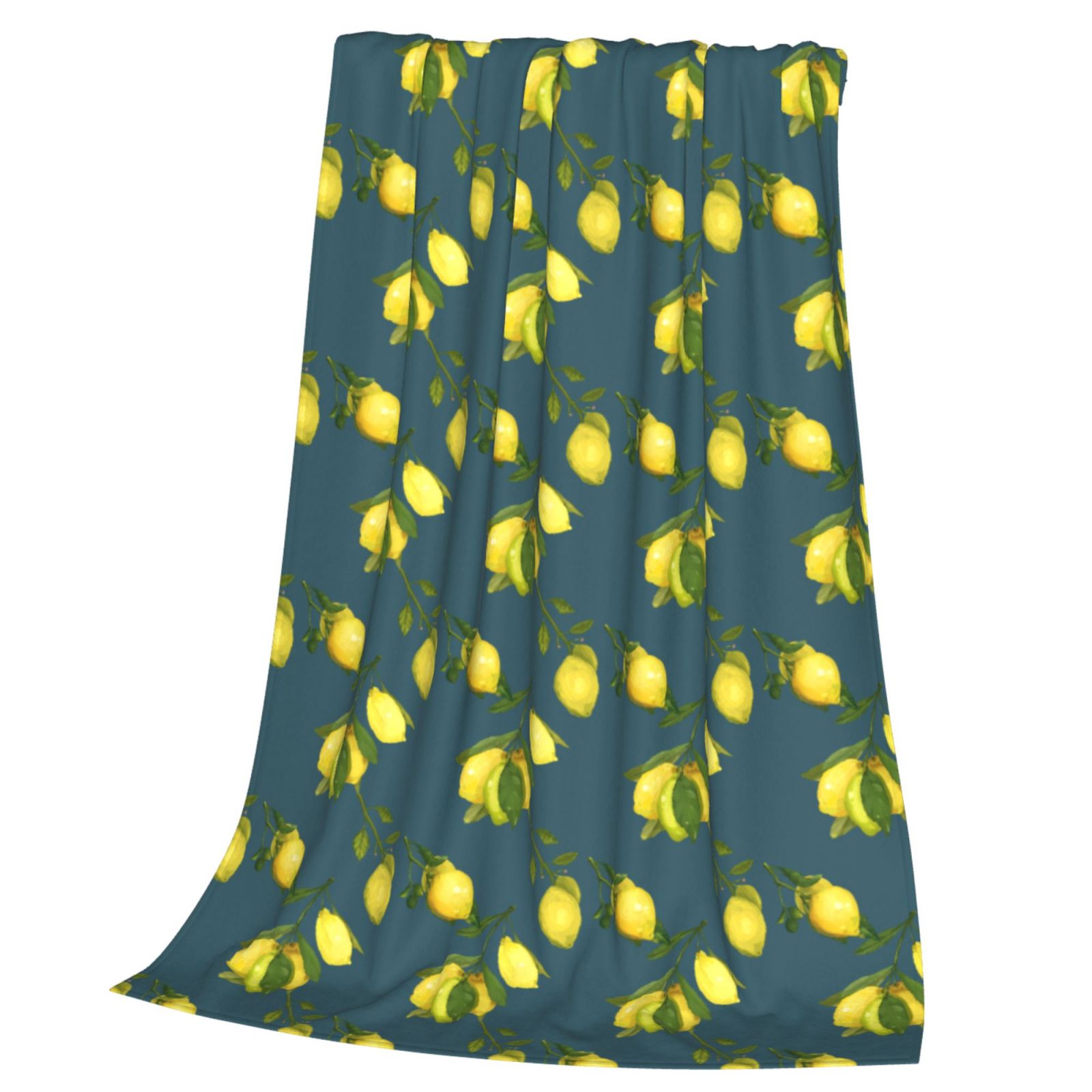 Personalized Lemon Watercolor Sherpa Blanket Print Blanket Ultra-Soft Microfleece Cozy Fleece Throw