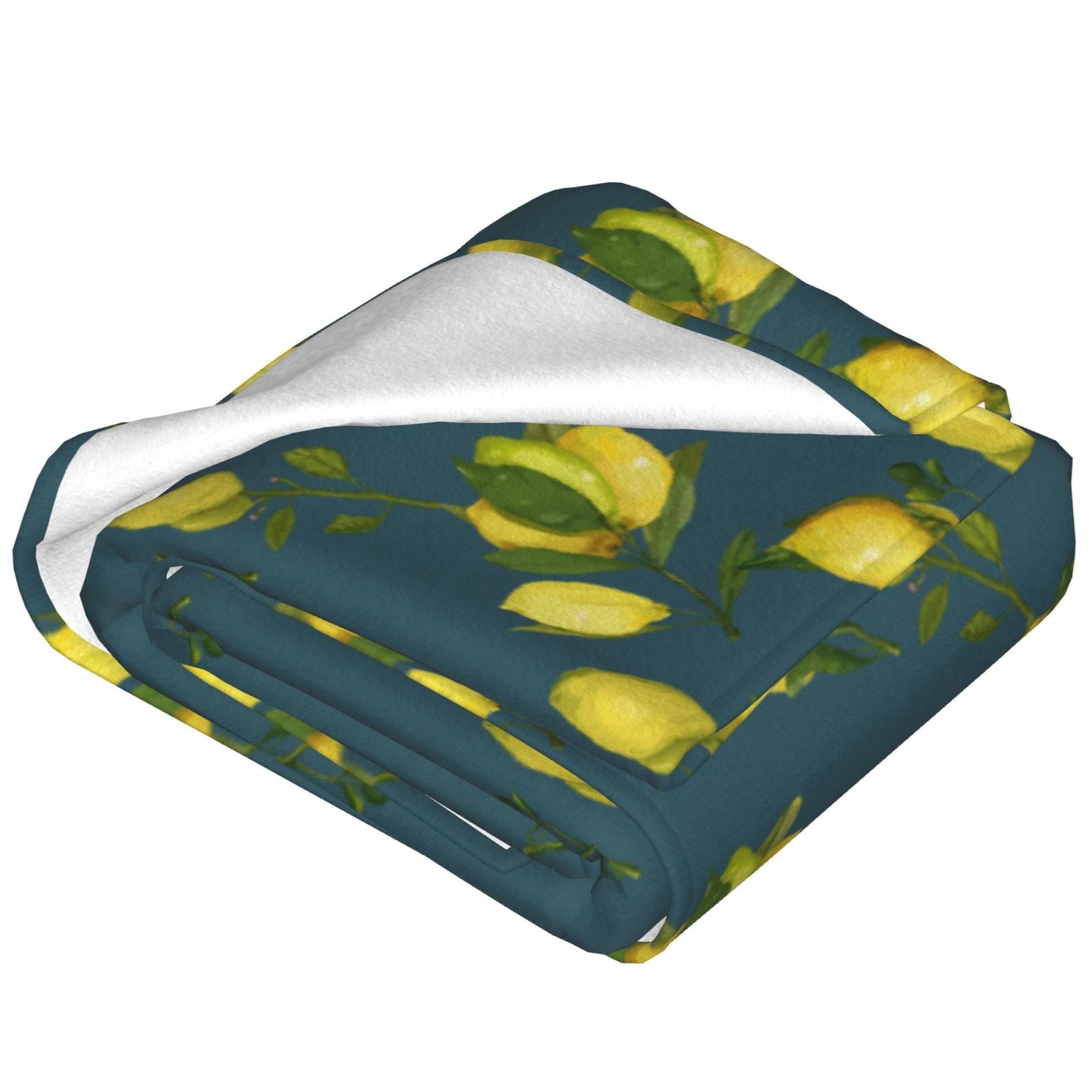 Personalized Lemon Watercolor Sherpa Blanket Print Blanket Ultra-Soft Microfleece Cozy Fleece Throw