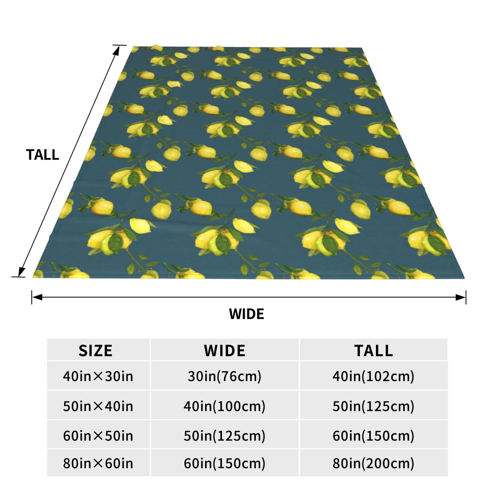 Personalized Lemon Watercolor Sherpa Blanket Print Blanket Ultra-Soft Microfleece Cozy Fleece Throw