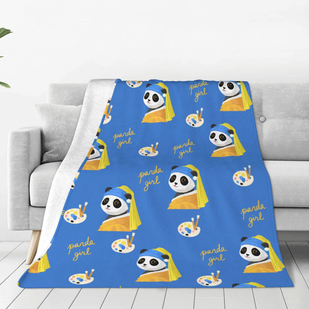 Personalized Panda Print Blanket Ultra-Soft Microfleece Throw