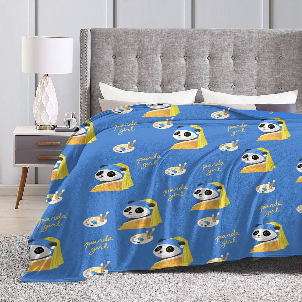 Personalized Panda Print Blanket Ultra-Soft Microfleece Throw