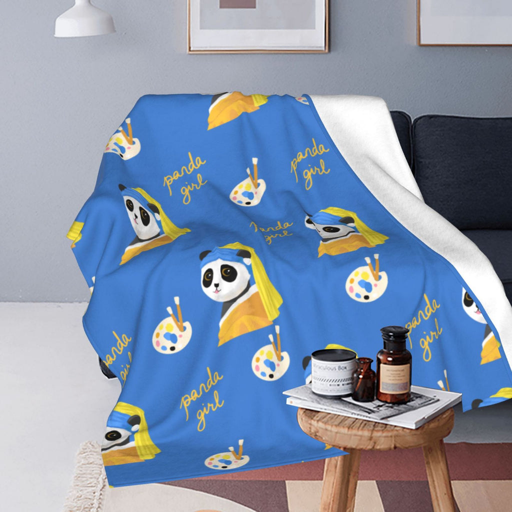 Personalized Panda Print Blanket Ultra-Soft Microfleece Throw