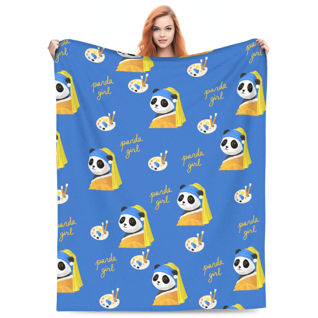 Personalized Panda Print Blanket Ultra-Soft Microfleece Throw