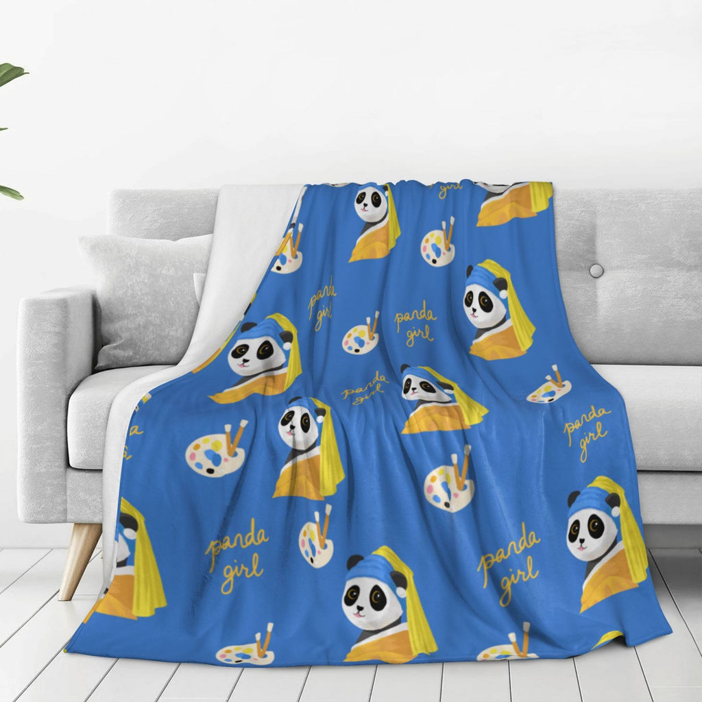 Personalized Panda Print Blanket Ultra-Soft Microfleece Throw