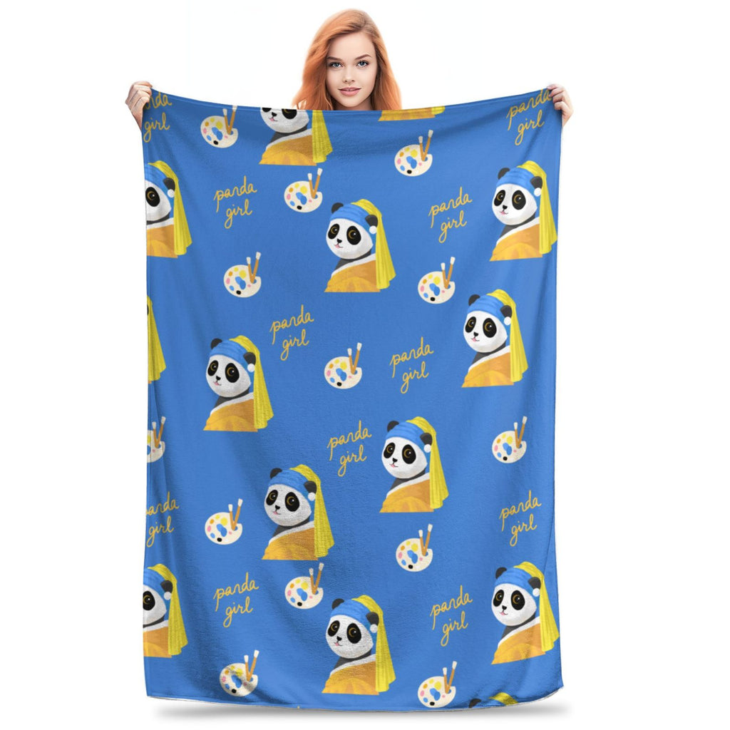 Personalized Panda Print Blanket Ultra-Soft Microfleece Throw