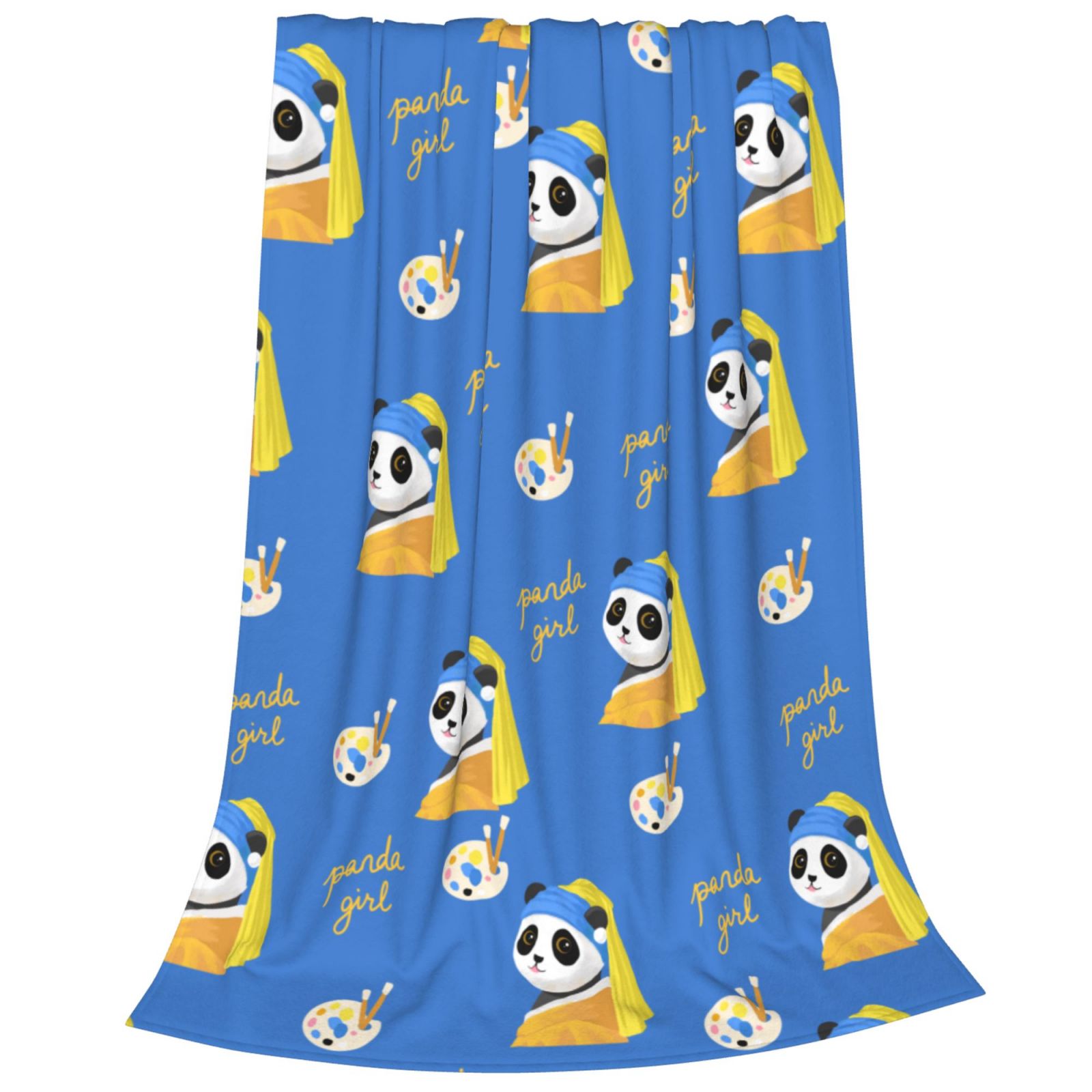 Personalized Panda Print Blanket Ultra-Soft Microfleece Throw
