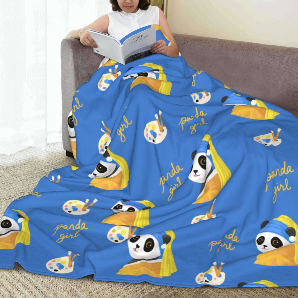 Personalized Panda Print Blanket Ultra-Soft Microfleece Throw