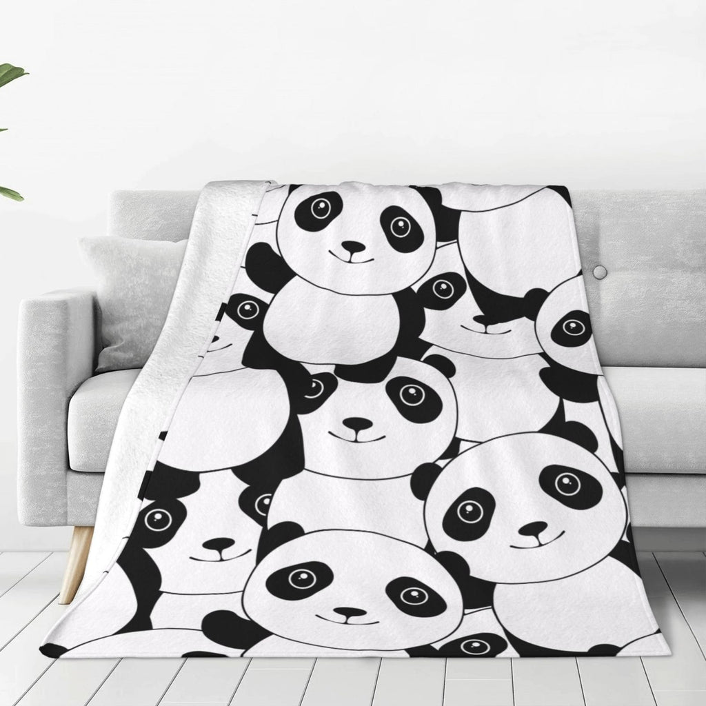 Personalized Panda White Black Print Blanket Ultra-Soft Microfleece Cozy Fleece Throw