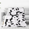 Personalized Panda White Black Print Blanket Ultra-Soft Microfleece Cozy Fleece Throw