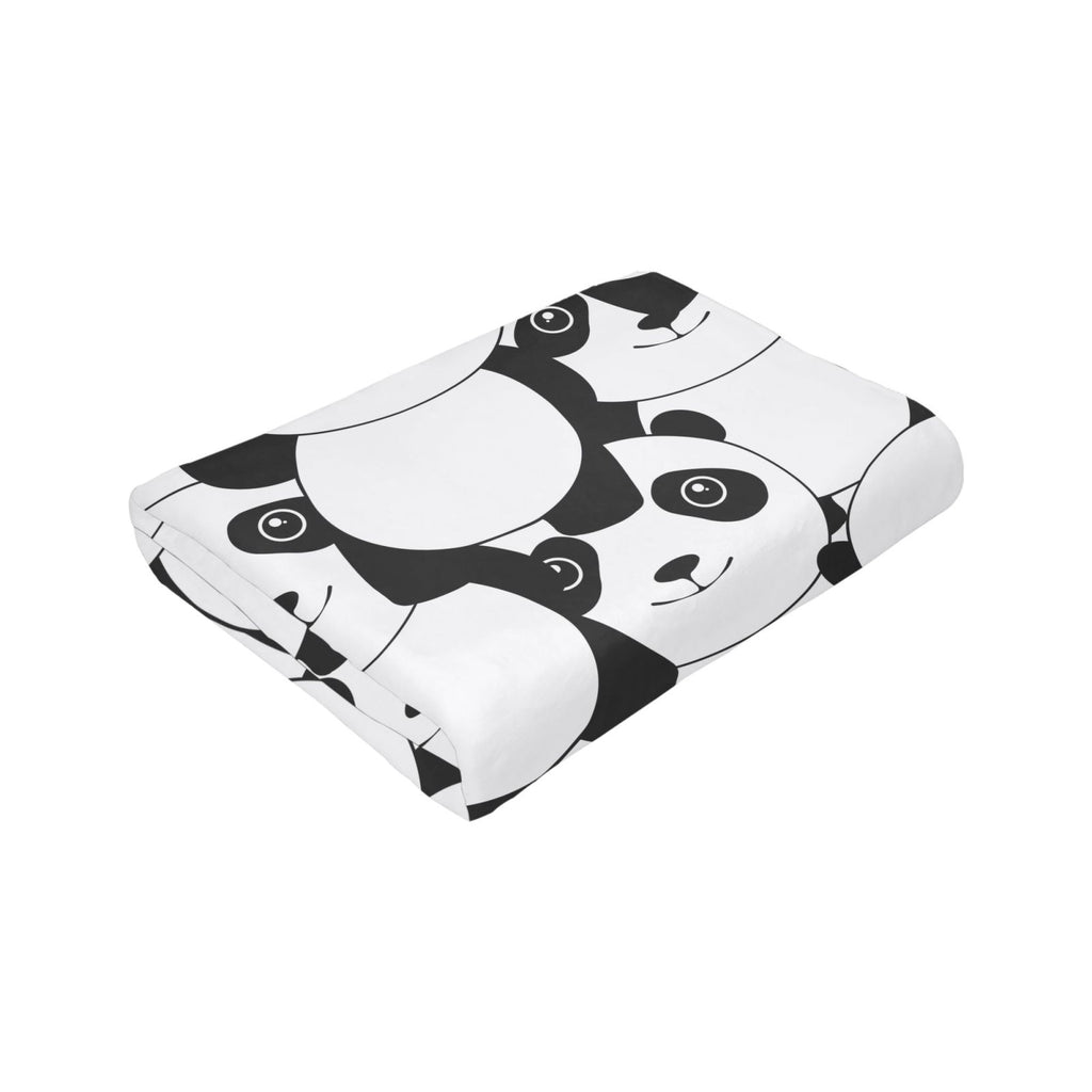 Personalized Panda White Black Print Blanket Ultra-Soft Microfleece Cozy Fleece Throw