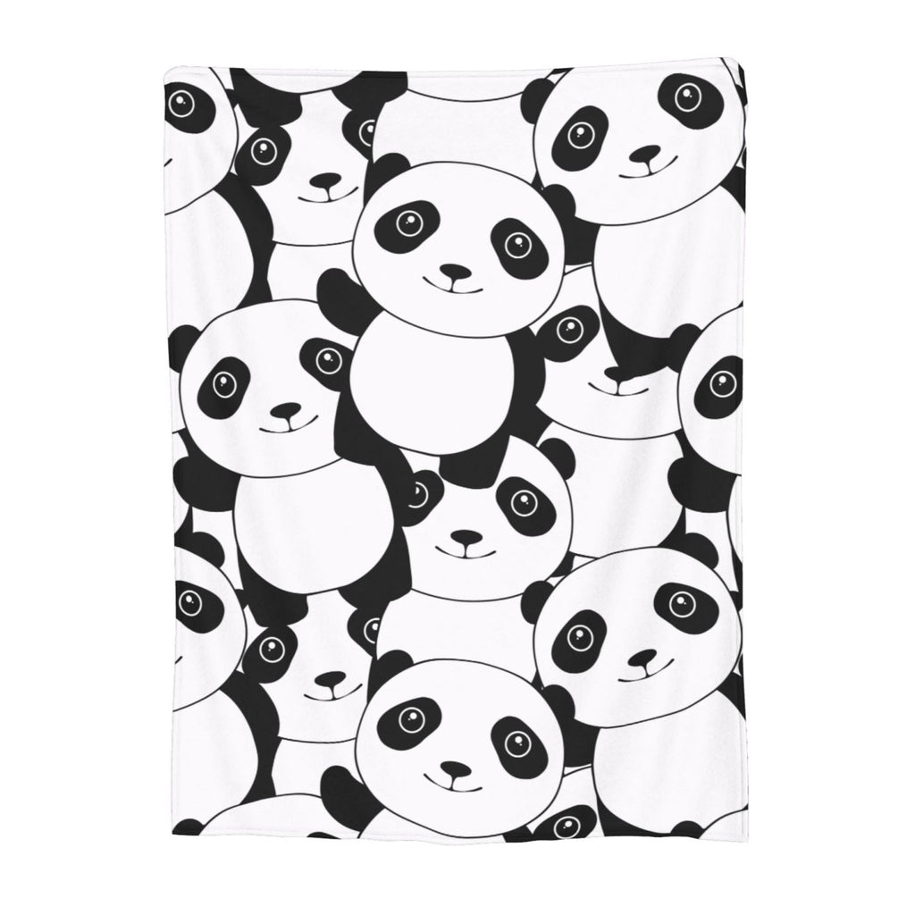Personalized Panda White Black Print Blanket Ultra-Soft Microfleece Cozy Fleece Throw