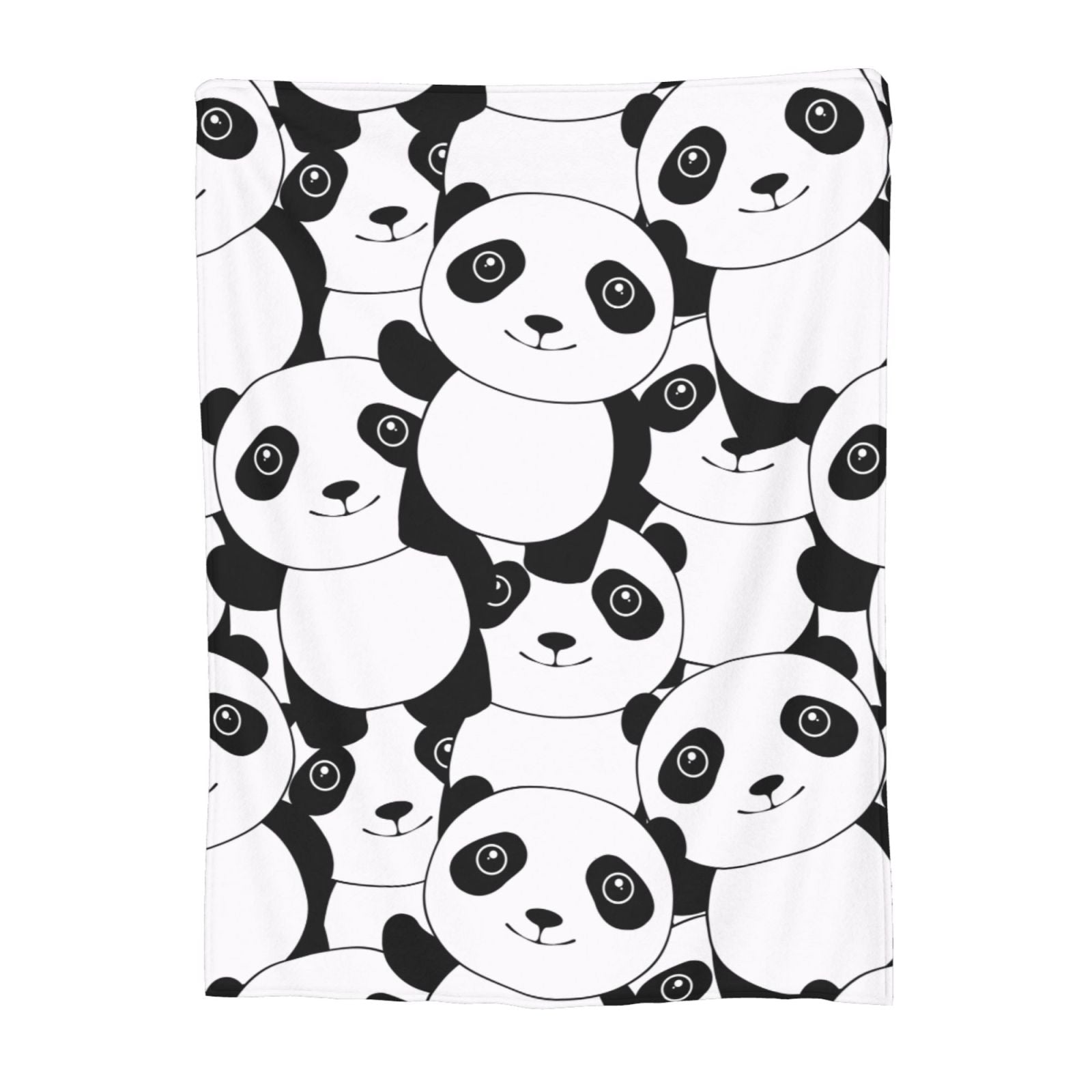 Personalized Panda White Black Print Blanket Ultra-Soft Microfleece Cozy Fleece Throw