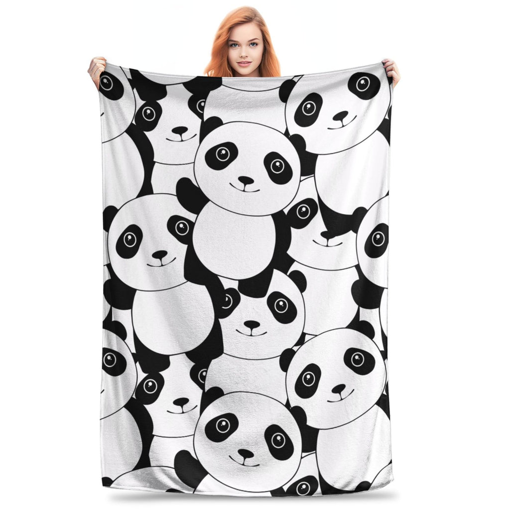 Personalized Panda White Black Print Blanket Ultra-Soft Microfleece Cozy Fleece Throw
