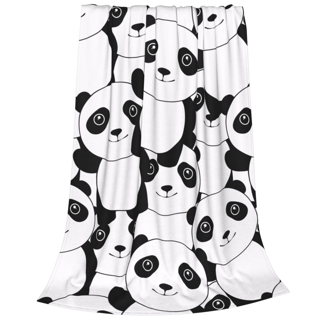 Personalized Panda White Black Print Blanket Ultra-Soft Microfleece Cozy Fleece Throw