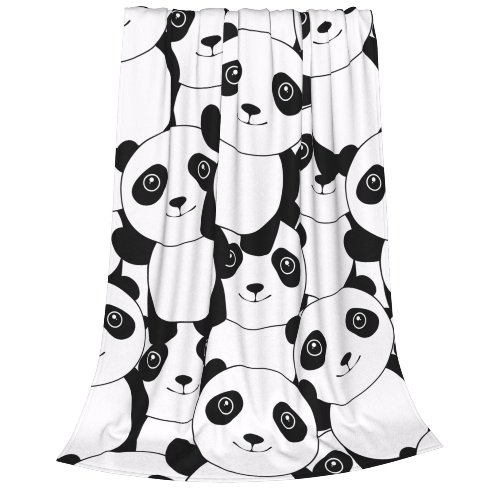 Personalized Panda White Black Print Blanket Ultra-Soft Microfleece Cozy Fleece Throw
