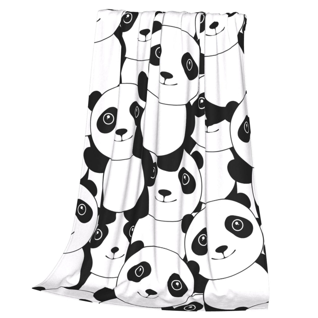 Personalized Panda White Black Print Blanket Ultra-Soft Microfleece Cozy Fleece Throw