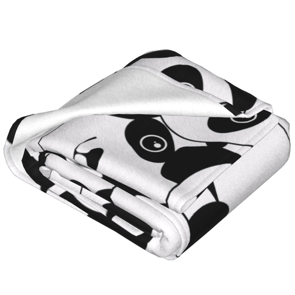 Personalized Panda White Black Print Blanket Ultra-Soft Microfleece Cozy Fleece Throw