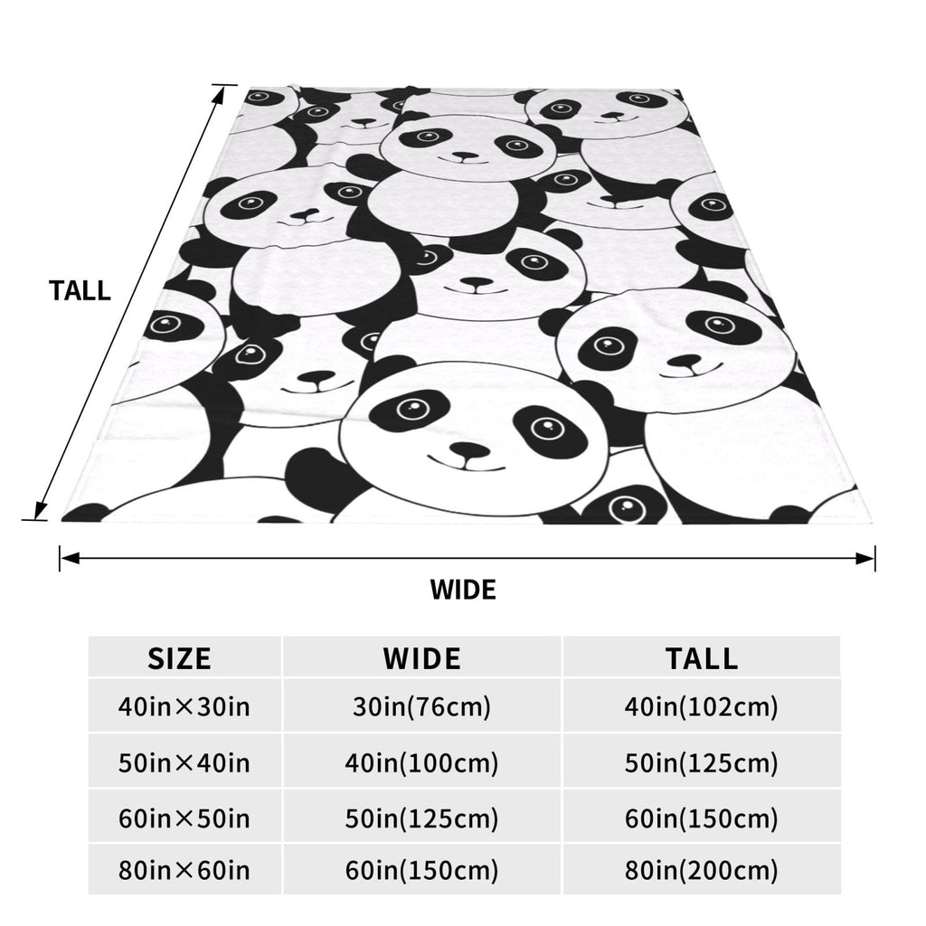 Personalized Panda White Black Print Blanket Ultra-Soft Microfleece Cozy Fleece Throw
