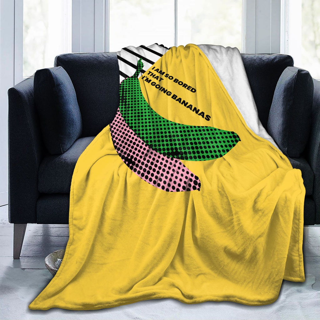 Personalized Poppy Banana Print Blanket Ultra-Soft Microfleece Cozy Fleece Throw